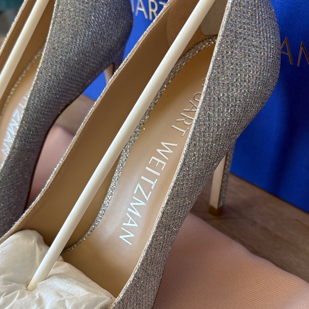 Stuart Weitzman Glittering Silver Heels - Picture 8 of 16